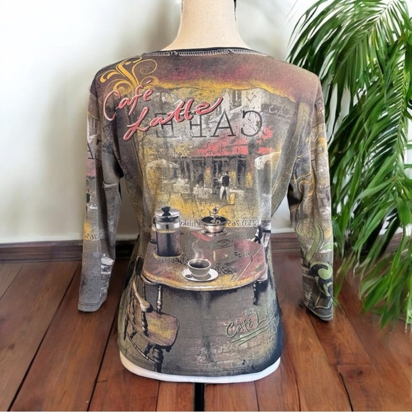 Jess & Jane Cafe Latte Window Graphic Top - Small - Made in USA - Picture 3 of 15